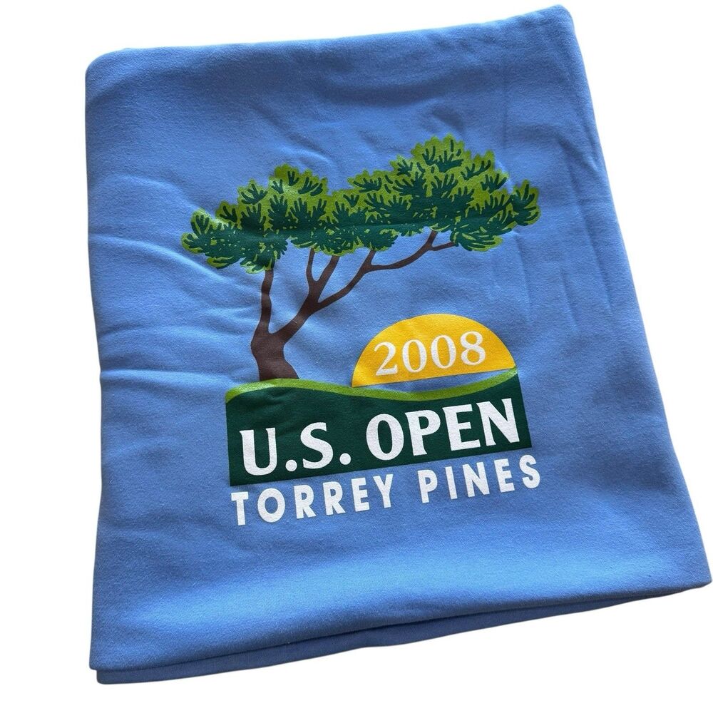 2008 US Open Golf Torrey Pines Blanket Blue Fleece PGA Tiger Woods MV SPORT 7ft